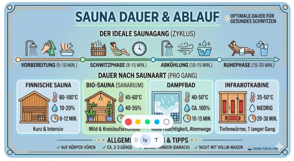 Infografik Sauna Dauer