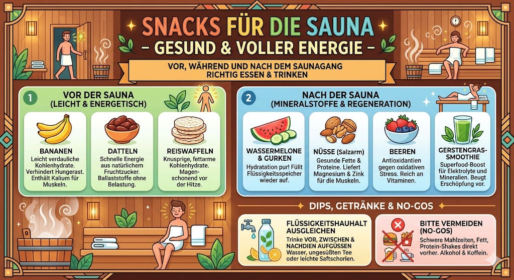 Infografik Snacks für die Sauna